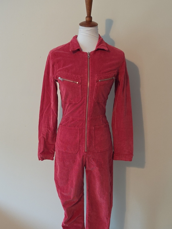 Free People Pants - Free People Women's Red Corduroy Zip-Front Jumpsuit